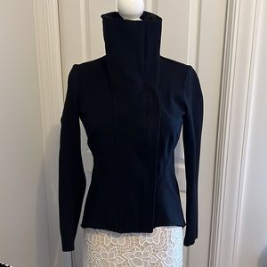 Simply Vera Wang Black Funnel Neck Tuxedo asymmetrical Jacket Size Small